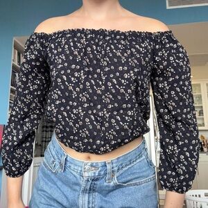 Brandy Melville Floral Off-Shoulder Blouse
